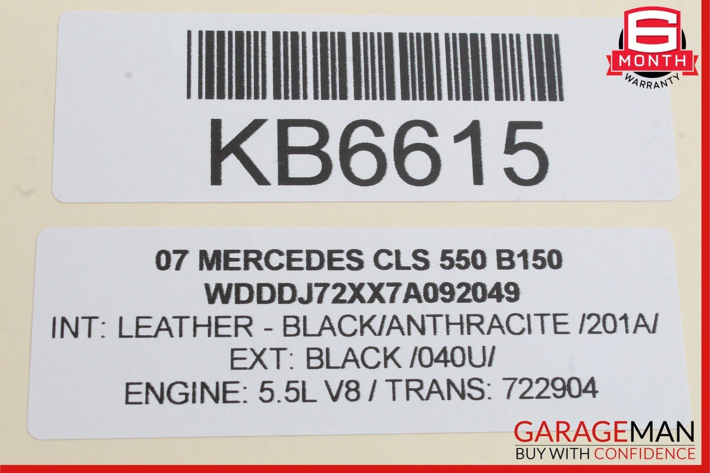 03-11 Mercedes W219 CLS550 CLS500 Rear Overhead Dome Light Gray 2118207501 OEM
