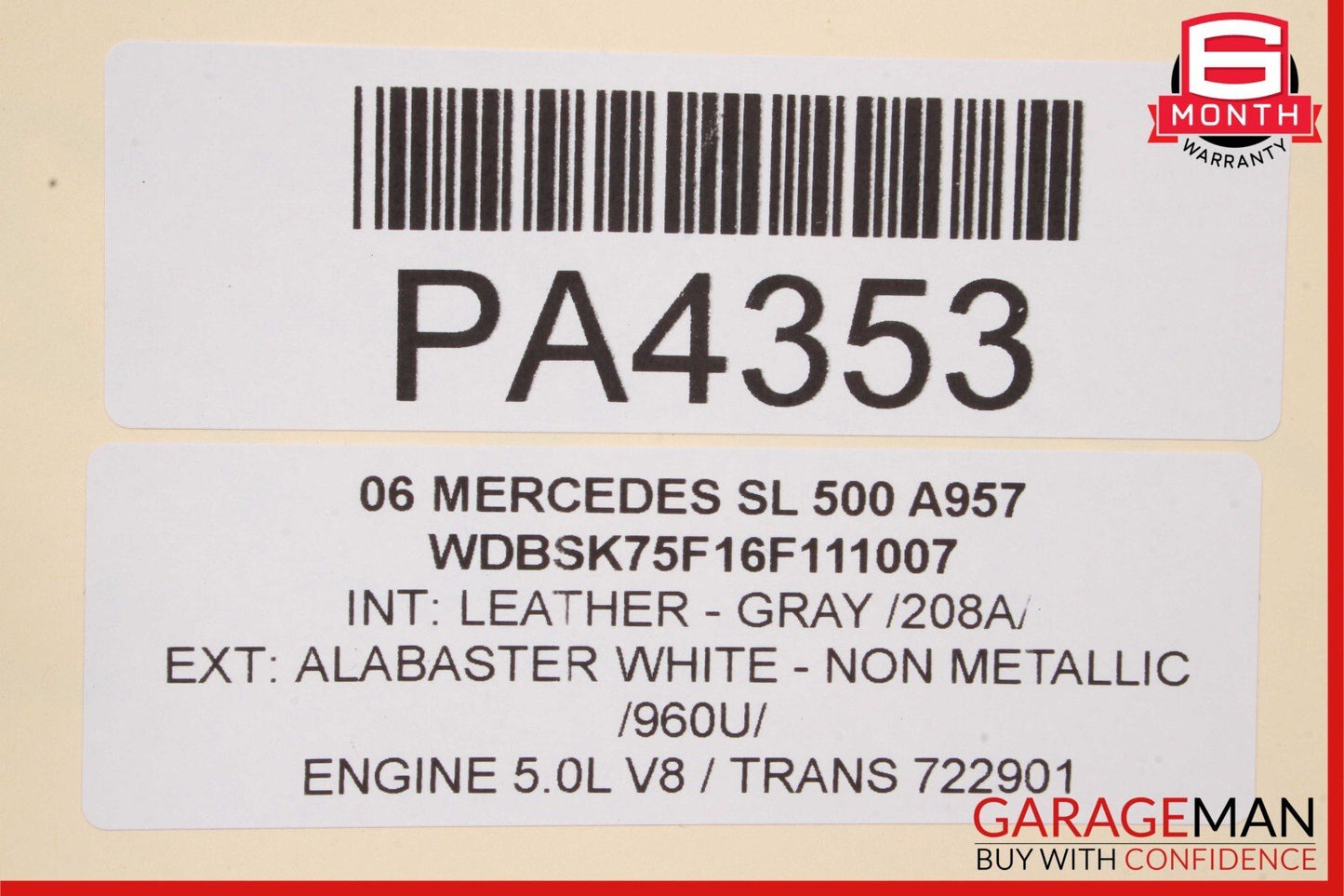 03-08 Mercedes R230 SL500 SL600 Left Convertible Hard Roof Top Hinge Assembly