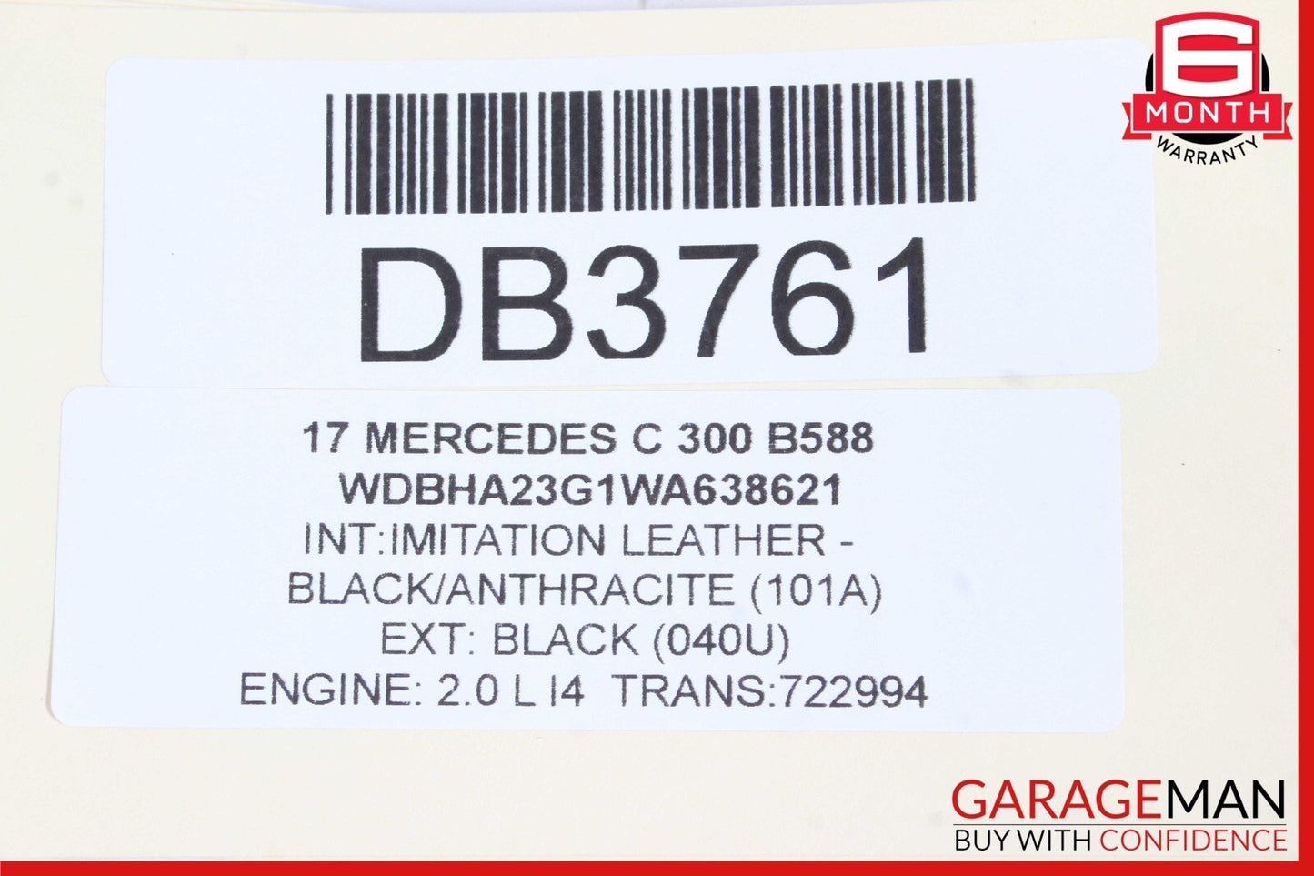 15-18 Mercedes W205 C300 C350e Front Right Side Lower Bottom Seat Cushion Black