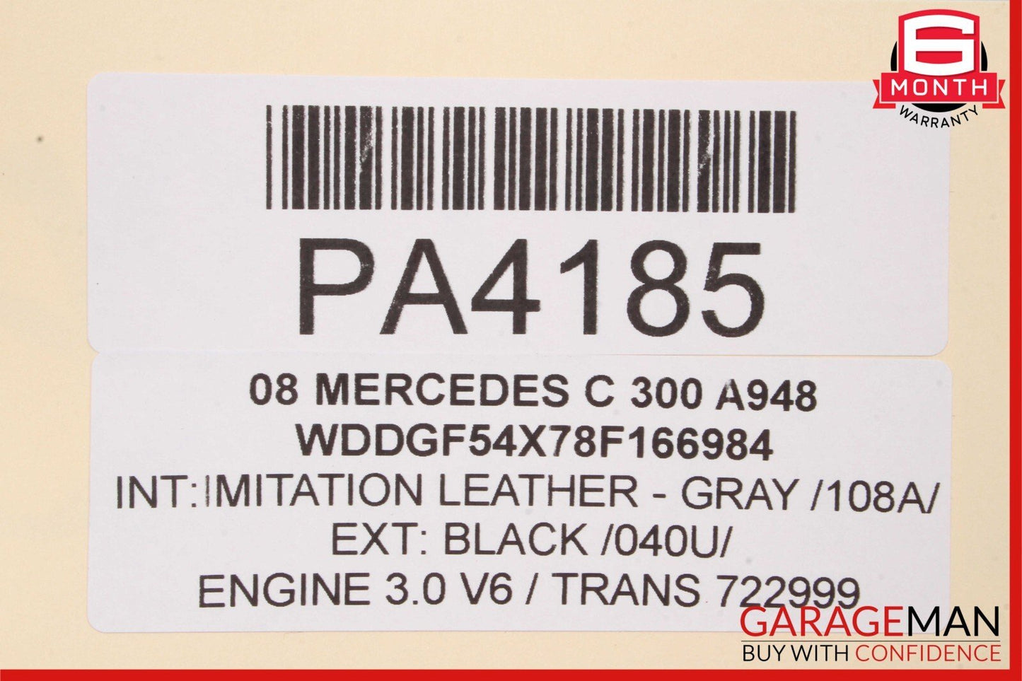 08-14 Mercedes W204 C250 Front Right Passenger Side Top Upper Seat Cushion Gray