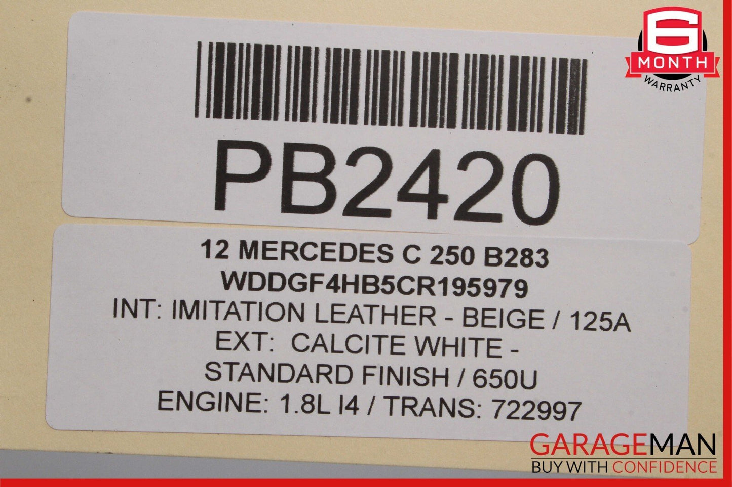 12-14 Mercedes W204 C250 Coupe Sport Left Side Skirt Rocker Panel Calcite White