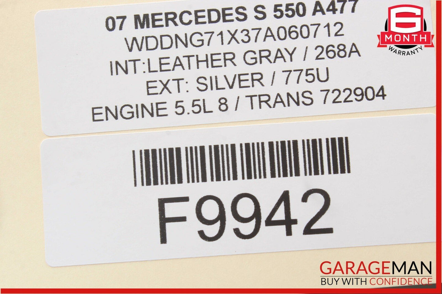 07-09 Mercedes W221 S550 Front Left Driver Side Mirror Door Rear View Silver