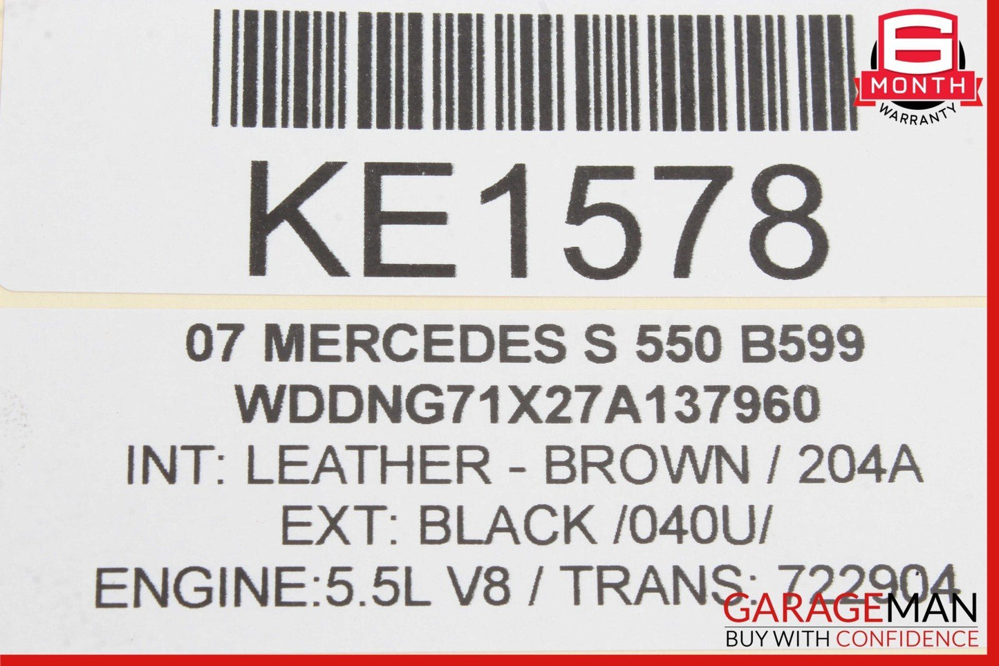 07-13 Mercedes W221 S550 S600 Rear Right or Left Air Airmatic Shock Absorber