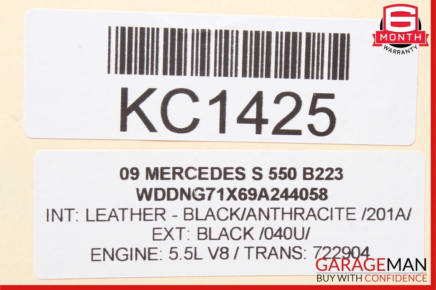 07-09 Mercedes W221 S550 S600 Front Left Side Mirror Door Rear View Black