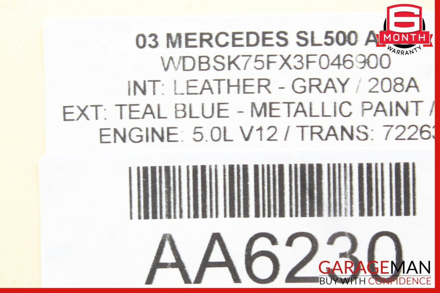03-12 Mercedes R230 SL500 Rear Left Driver Side Hydraulic Lift Lock Cylinder OEM