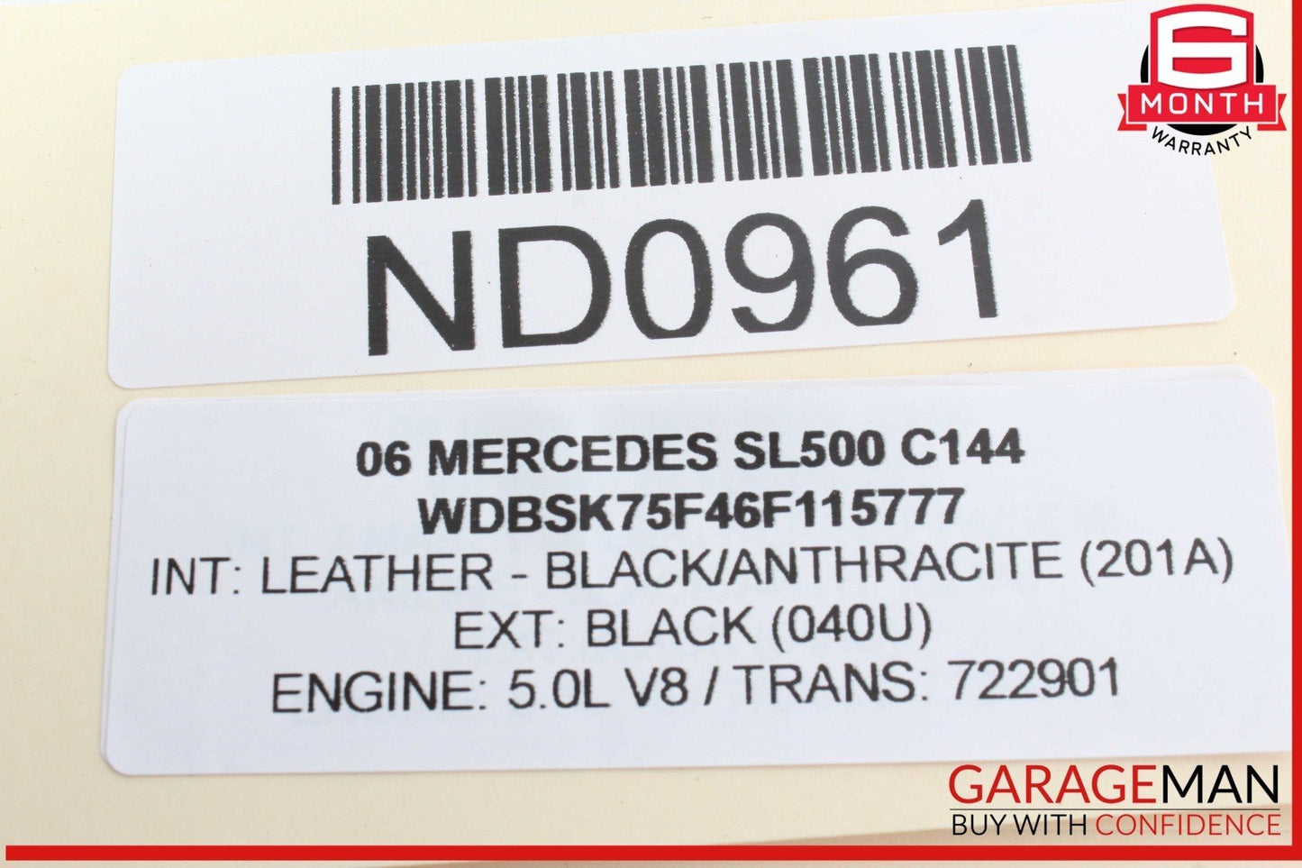 03-12 Mercedes R230 SL500 SL55 AMG Upper Radiator Support Frame 2306201931 OEM