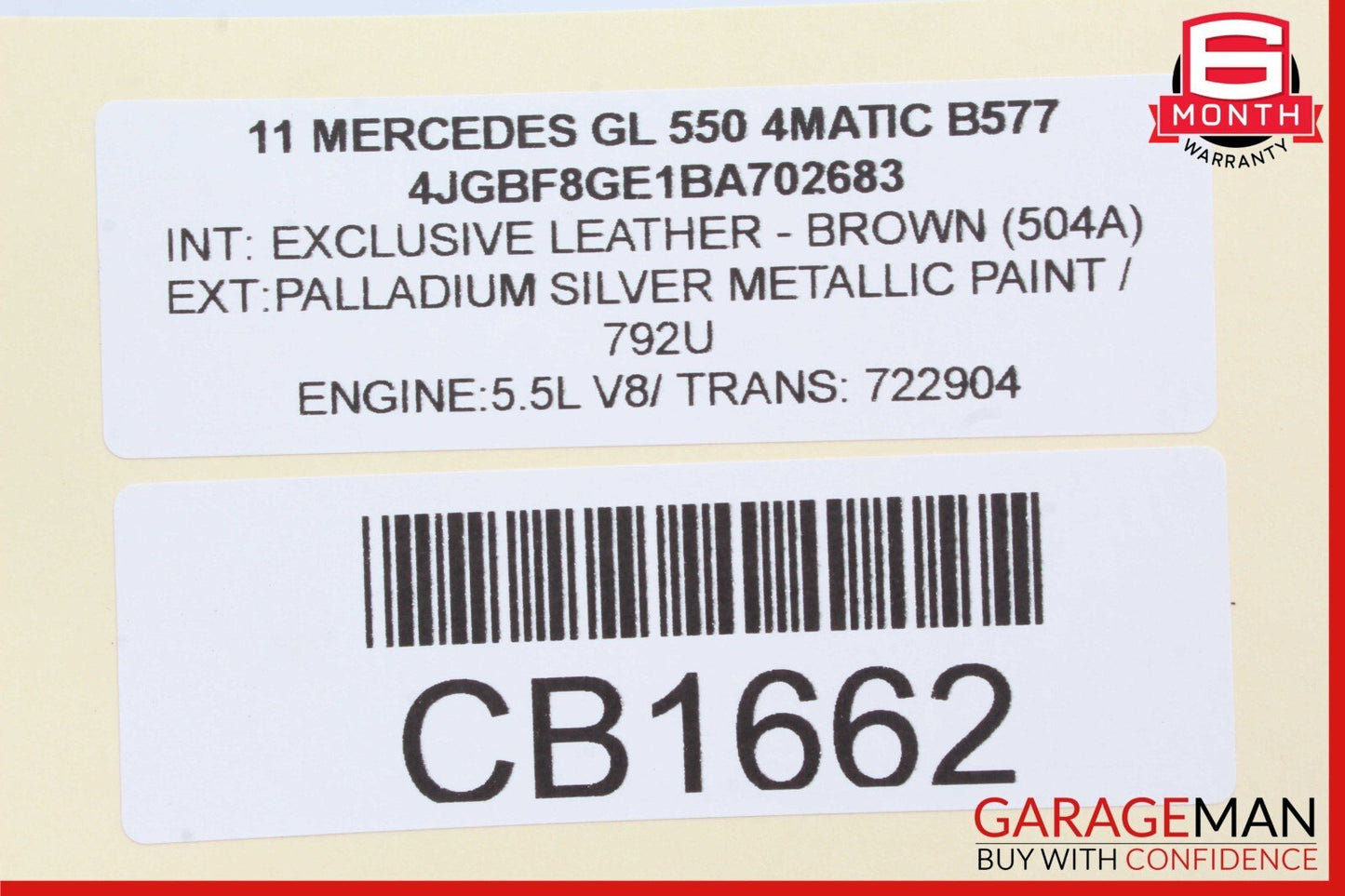 06-12 Mercedes X164 GL450 GL550 Front Right Side Sun Visor Sunvisor Shade Gray
