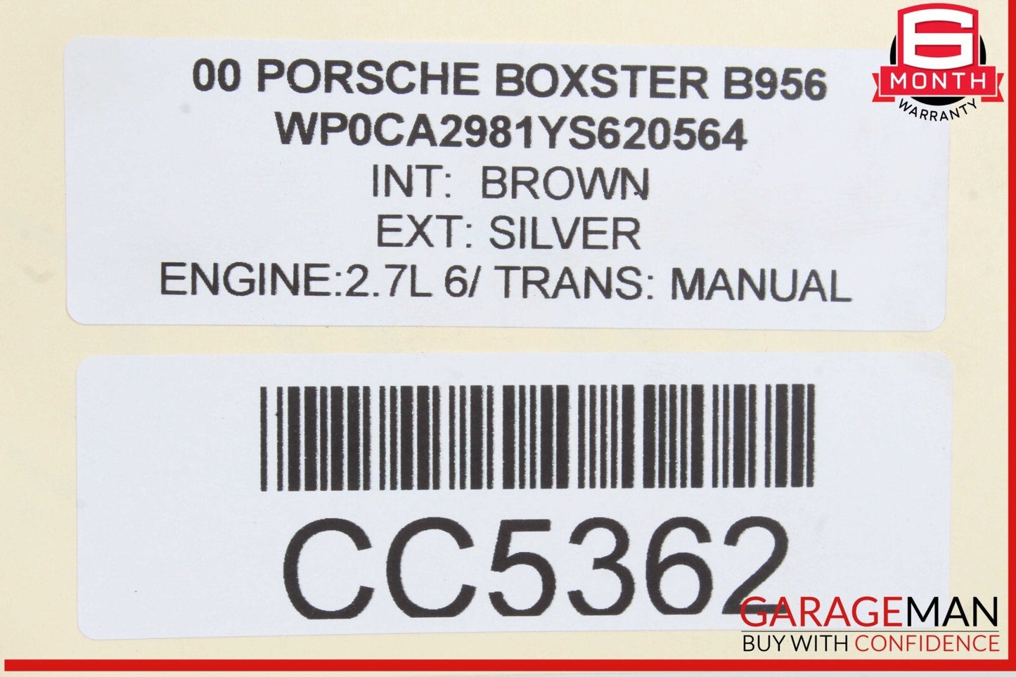 97-04 Porsche 986 Boxster Rear Bumper Reinforcement Impact Crash Bar Rebar OEM