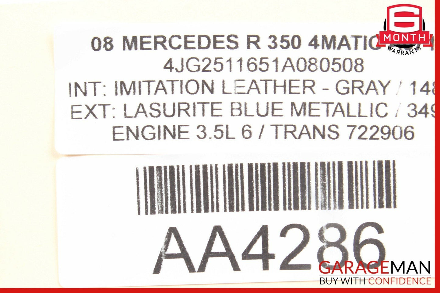 06-13 Mercedes W251 R350 R550 Rear Left / Right Side Air Suspension Bag Shock
