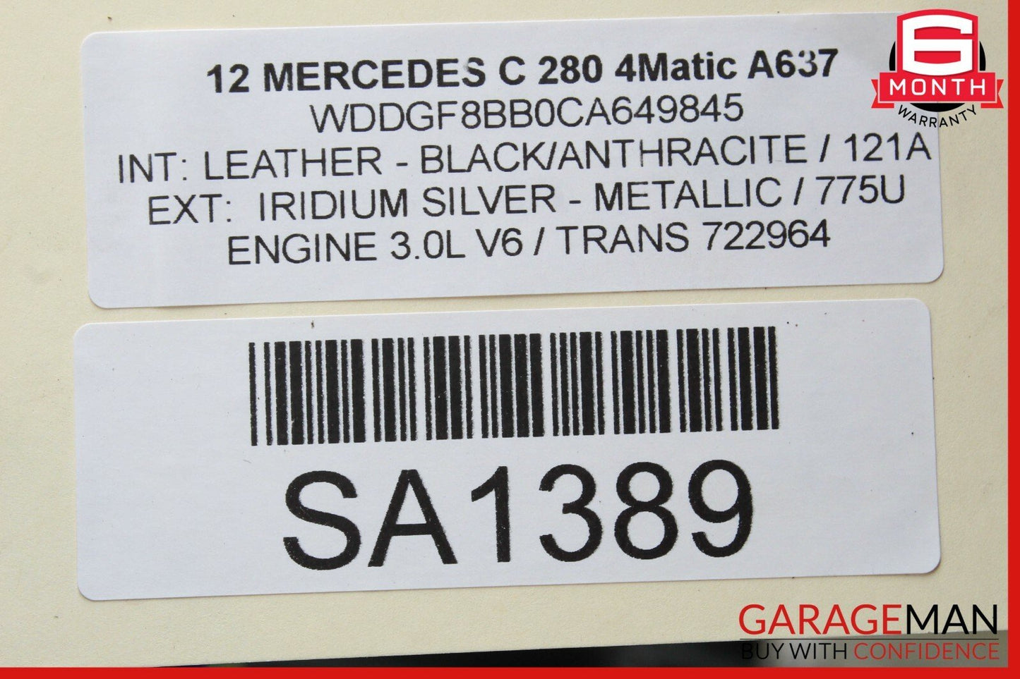 08-14 Mercedes W204 C250 C300 AMG Sport Left Side Skirt Rocker Molding Moulding