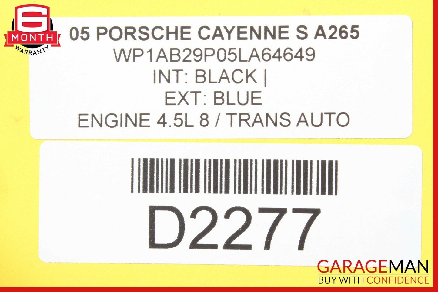 03-06 Porsche Cayenne 955 Rear Right Side Door Plate Window Frame Panel Assembly
