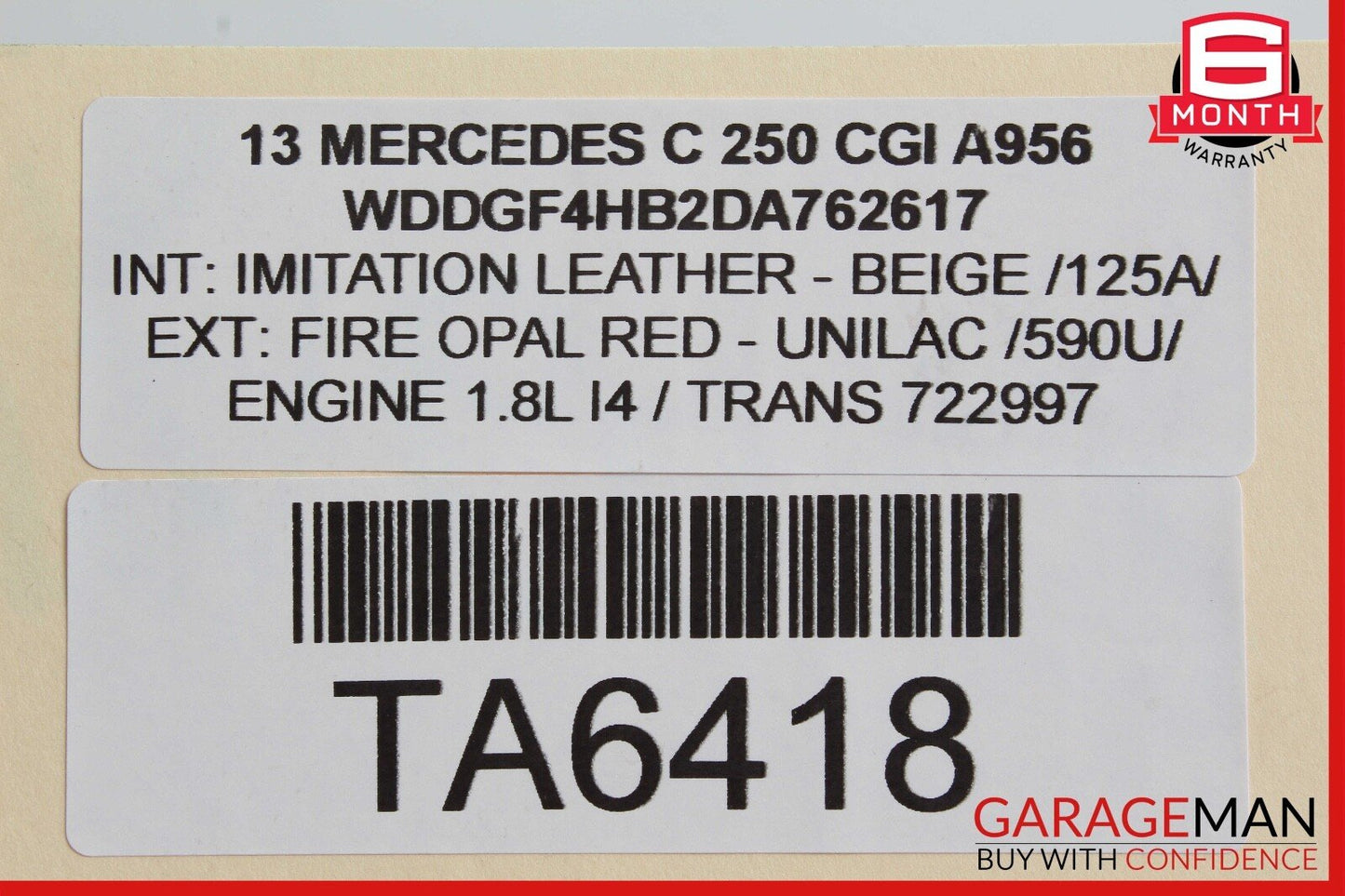 12-15 Mercedes W204 C250 SLK250 1.8 Intercooler Air Cooler Radiator OEM
