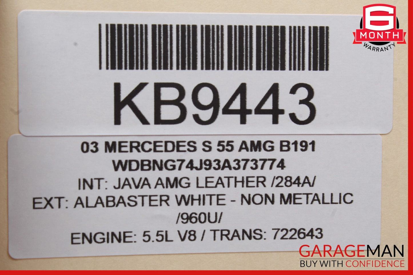 00-06 Mercedes W220 S430 S55 AMG Rear Headliner Reading Map Dome Light OEM