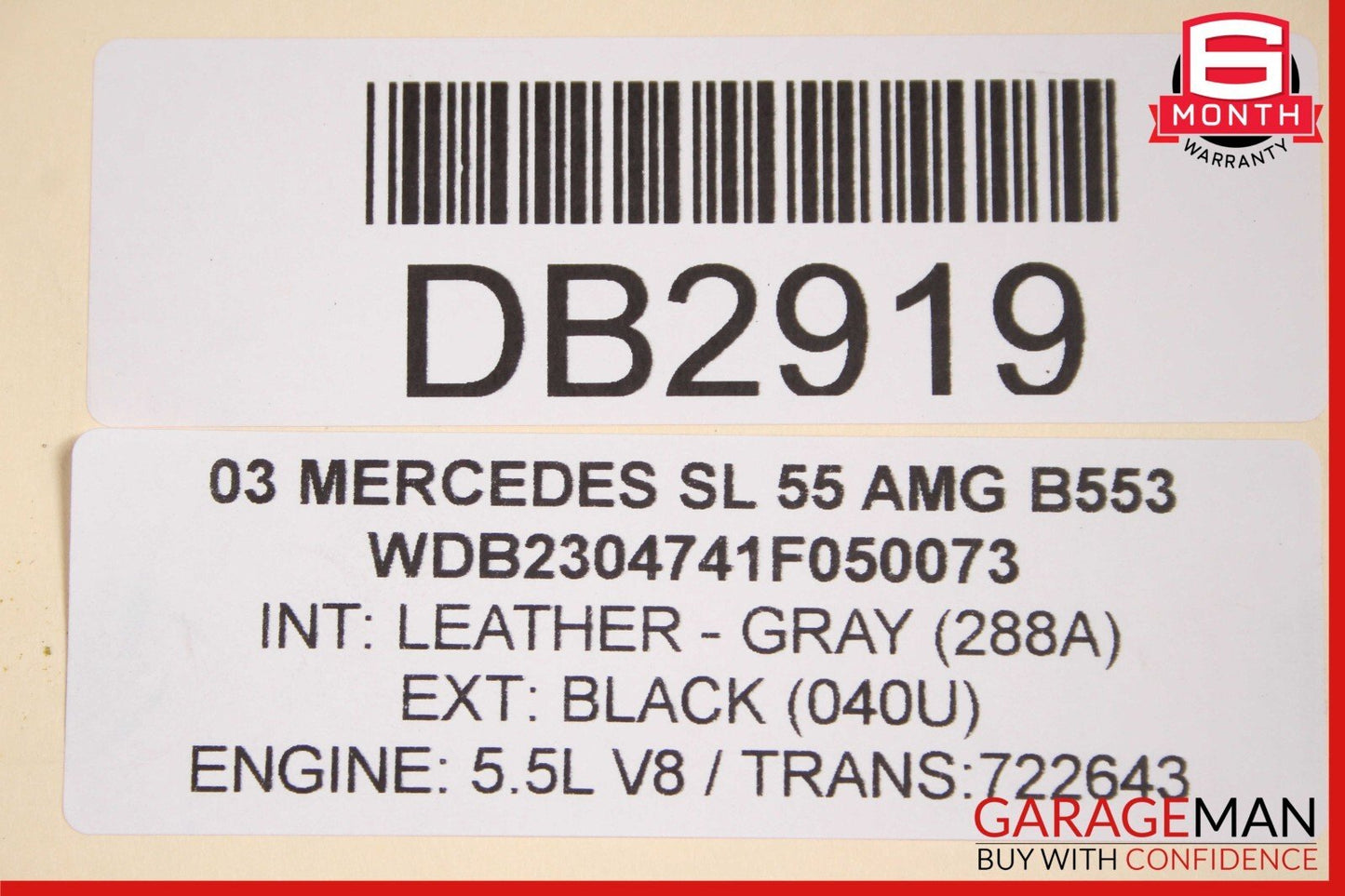03-11 Mercedes R230 SL500 SL550 Rear Trunk Lid Deck Shell Panel Black OEM
