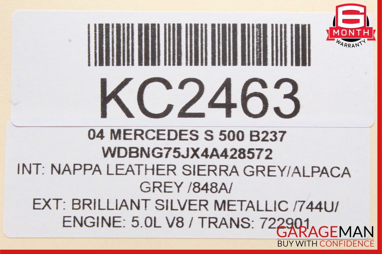 00-06 Mercedes W220 S500 Rear Left Side Exterior Door Handle Brilliant Silver