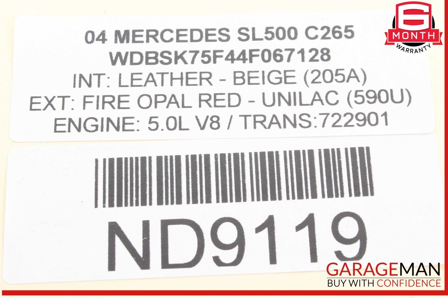 03-06 Mercedes R230 SL500 SL55 Front Right Side Exterior Door Handle Keyless Go