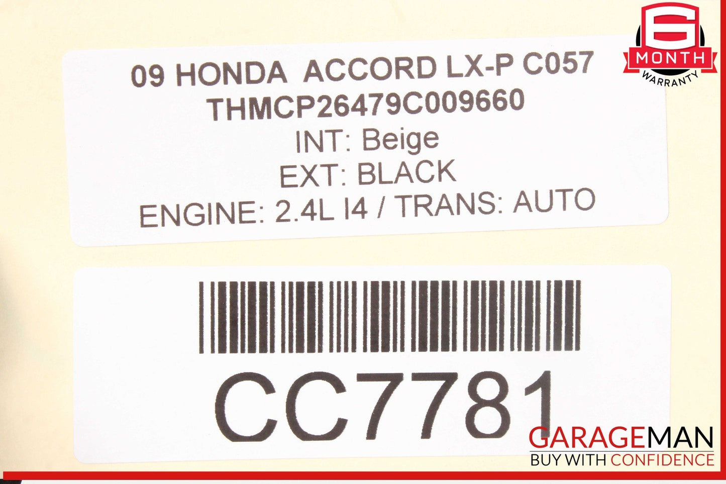 08-12 Honda Accord LX-P Front Bumper Reinforcement Bar OEM