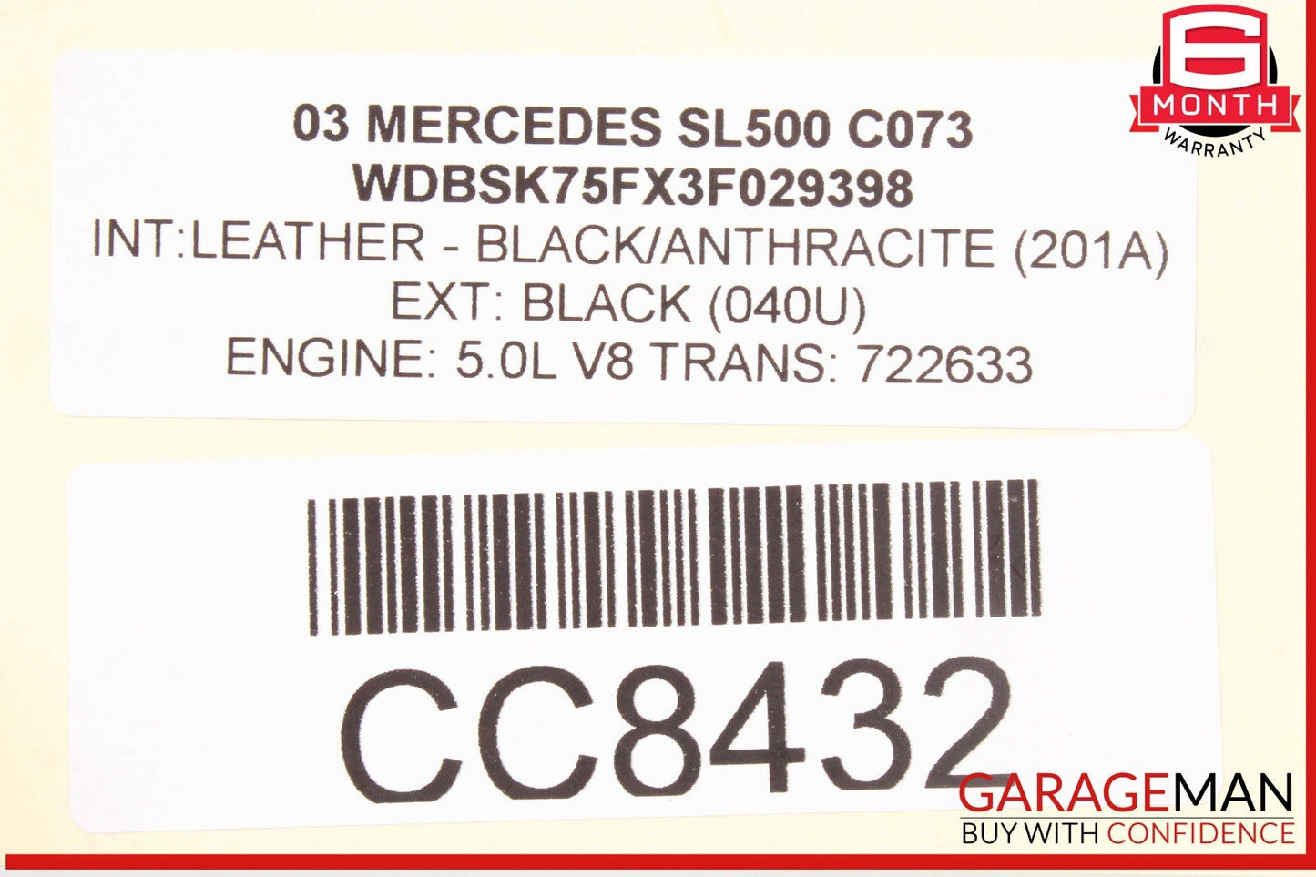 03-06 Mercedes R230 SL500 Engine Motor Cooling Radiator Fan Shroud A/C Condenser