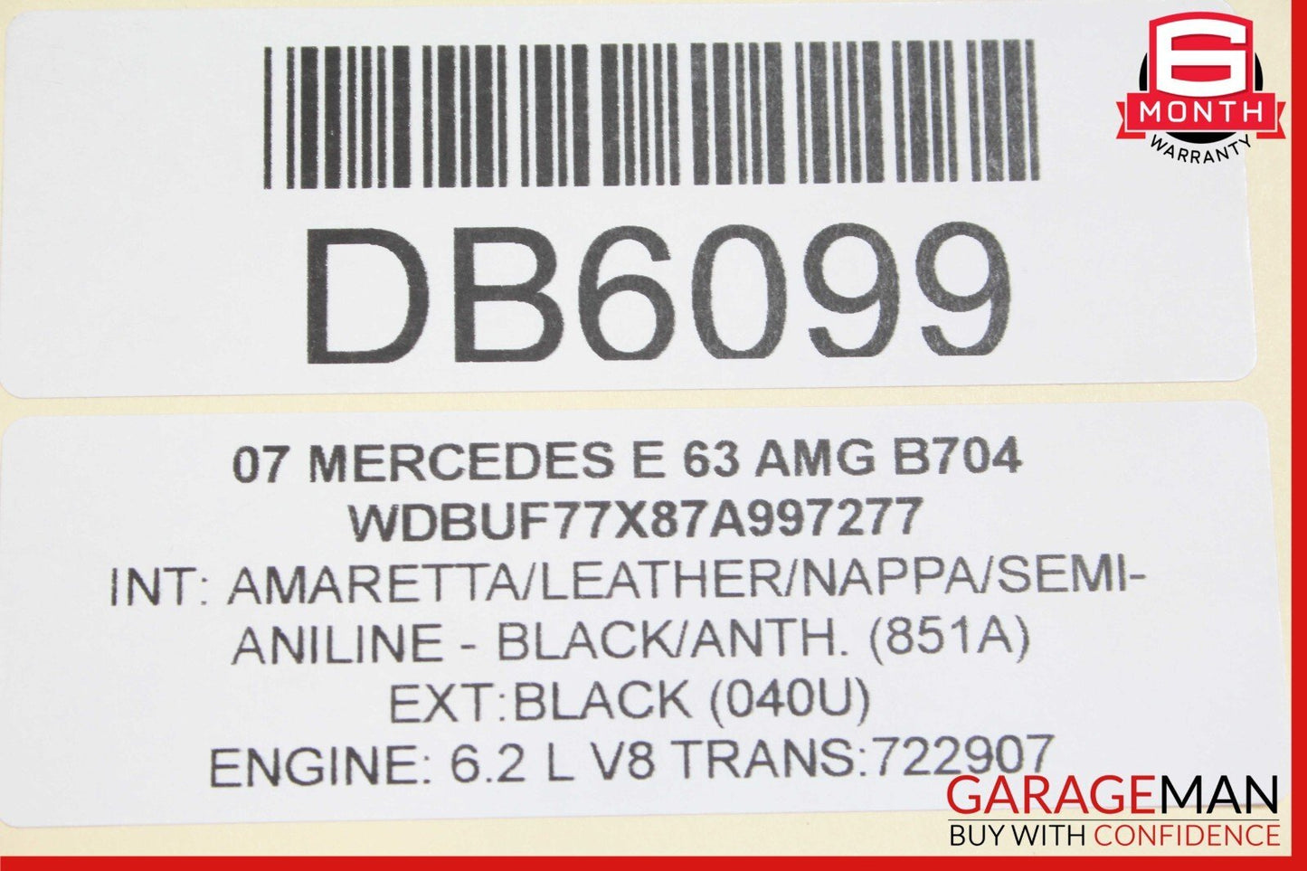 07-09 Mercedes W211 E63 AMG Front Left Driver Side Top Upper Seat Cushion OEM