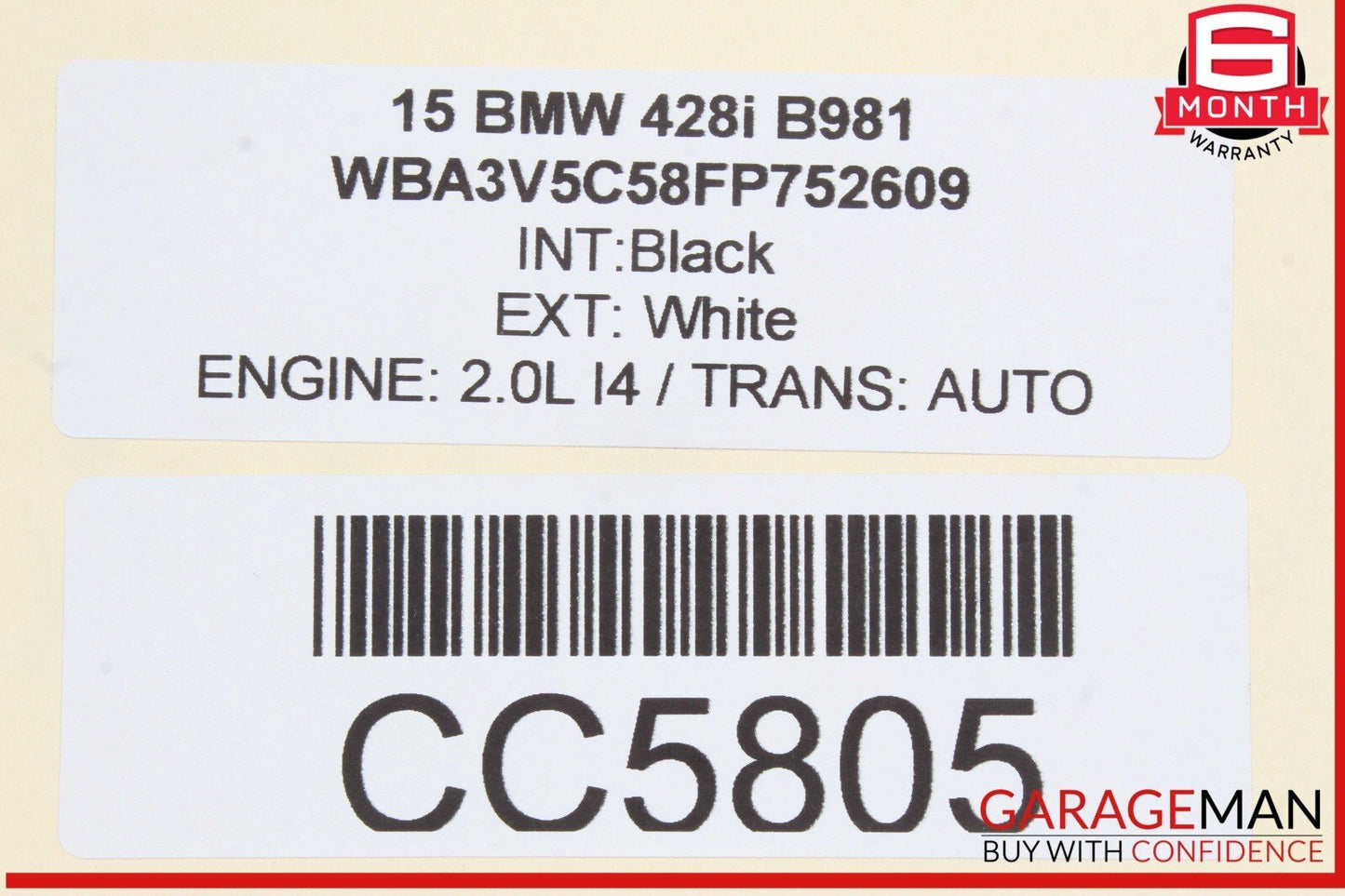 14-20 BMW 428i 430i Convertible Rear Left Driver Side Door Panel Card OEM