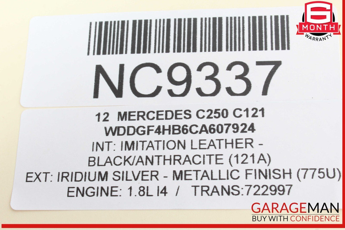 10-16 Mercedes W204 C250 E350 E400 Interior Rear View Mirror Black 2048104217