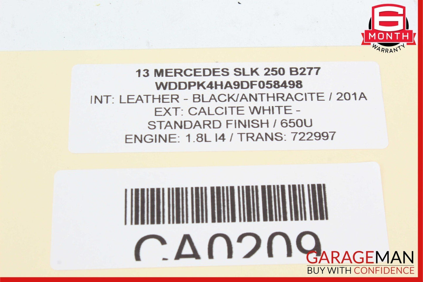 12-15 Mercedes R172 SLK250 Intercooler Hose Pipe Left Driver Side OEM