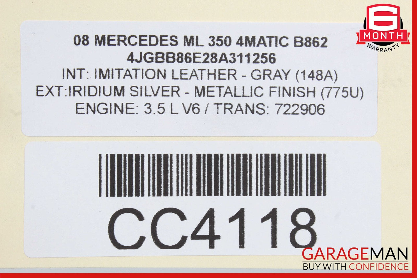 06-11 Mercedes W164 ML350 ML550 Right Passenger Side Fender Assembly Silver OEM