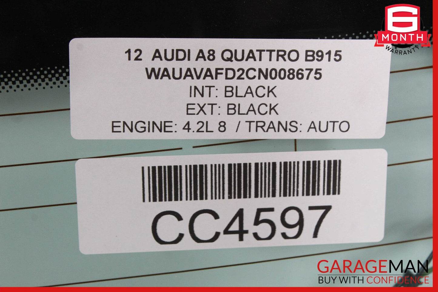 11-17 Audi A8 Rear Back Windshield Glass OEM