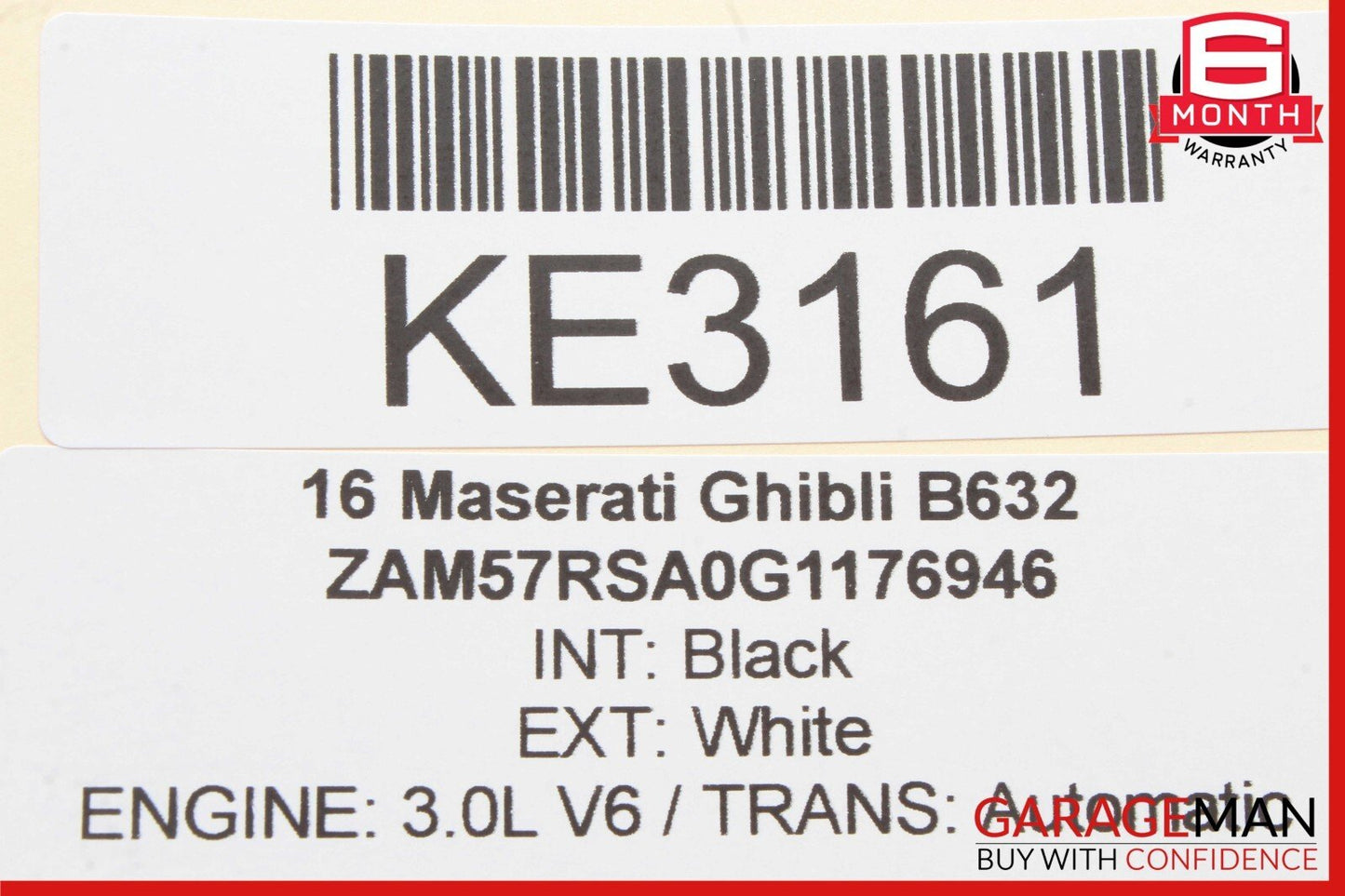 14-17 Maserati Ghibli Front Right Side Mirror Door Rear View White/Black OEM