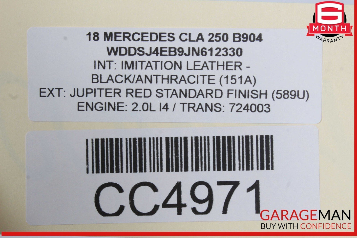 14-20 Mercedes W117 CLA250 Front Left Side Top Upper Seat Cushion Cover OEM