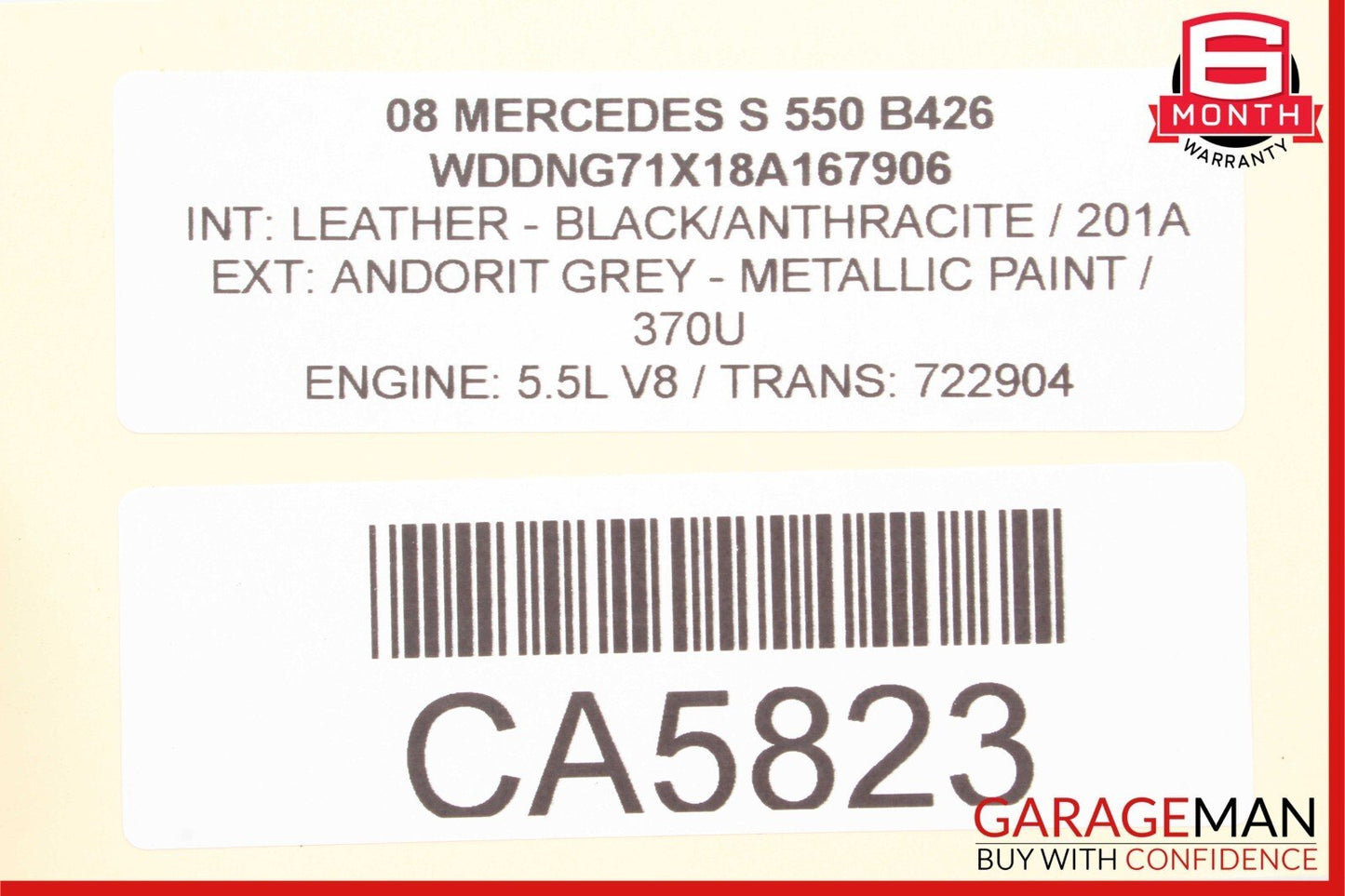 07-13 Mercedes W221 S550 S600 Front Right Keyless Go Exterior Door Handle Grey