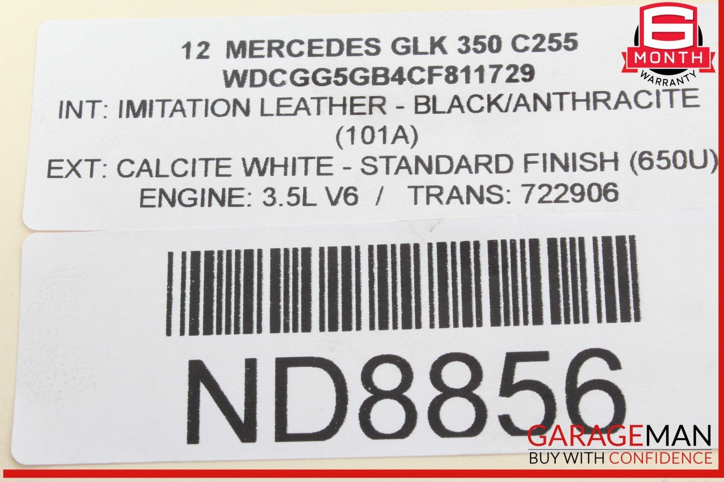 10-15 Mercedes X204 GLK350 Upper Radiator Core Support Bar 2046200172 OEM