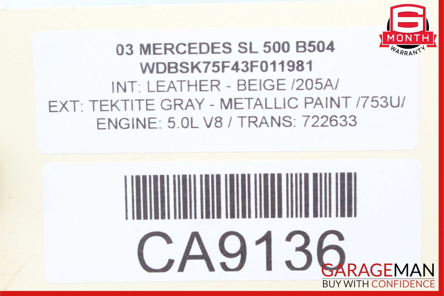 03-12 Mercedes R230 SL500 SL55 AMG Front Upper Radiator Support Frame Bracket