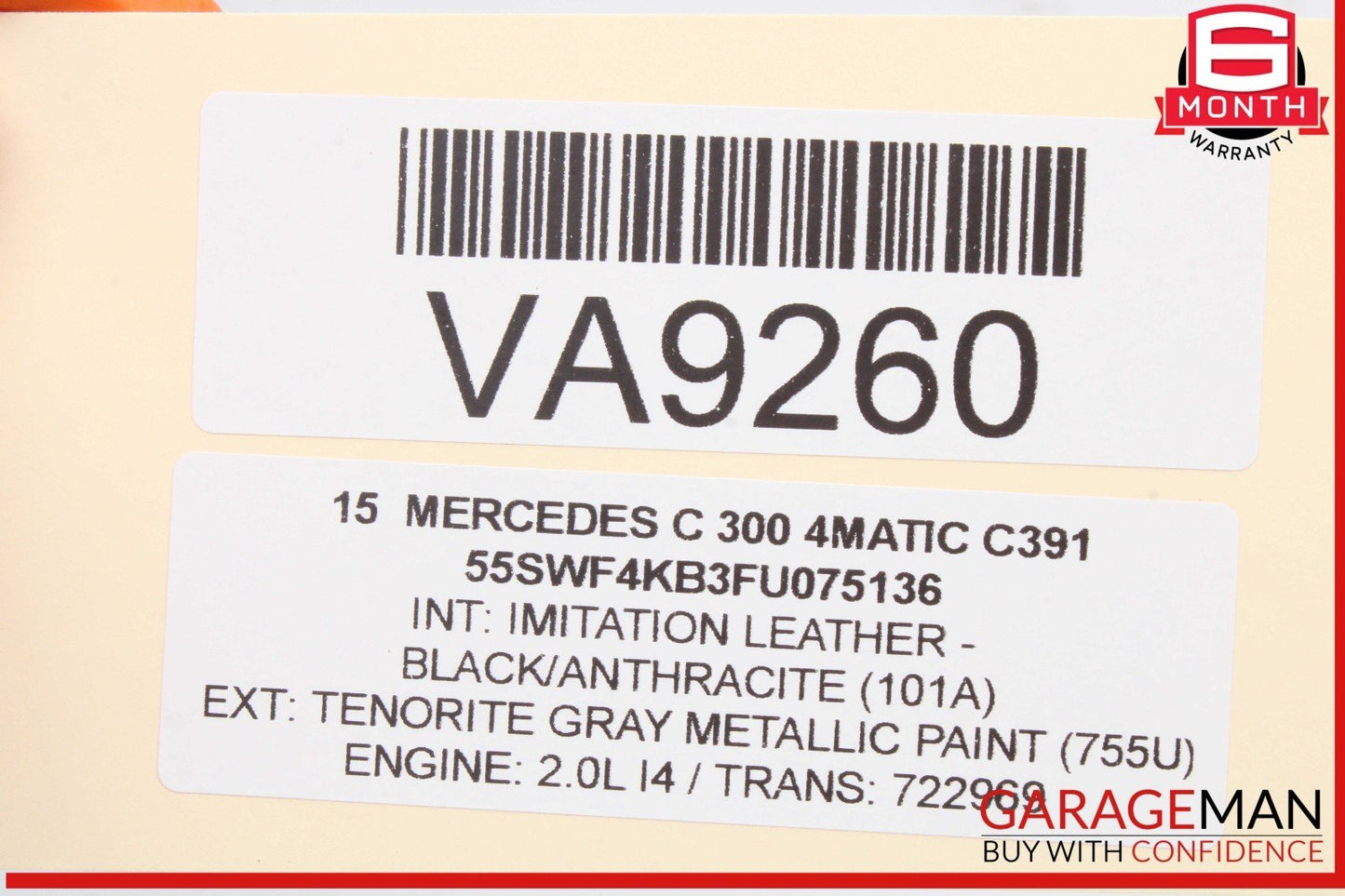 15-20 Mercedes W205 C300 C350e Rear Center Console AC Air Vent Trim OEM