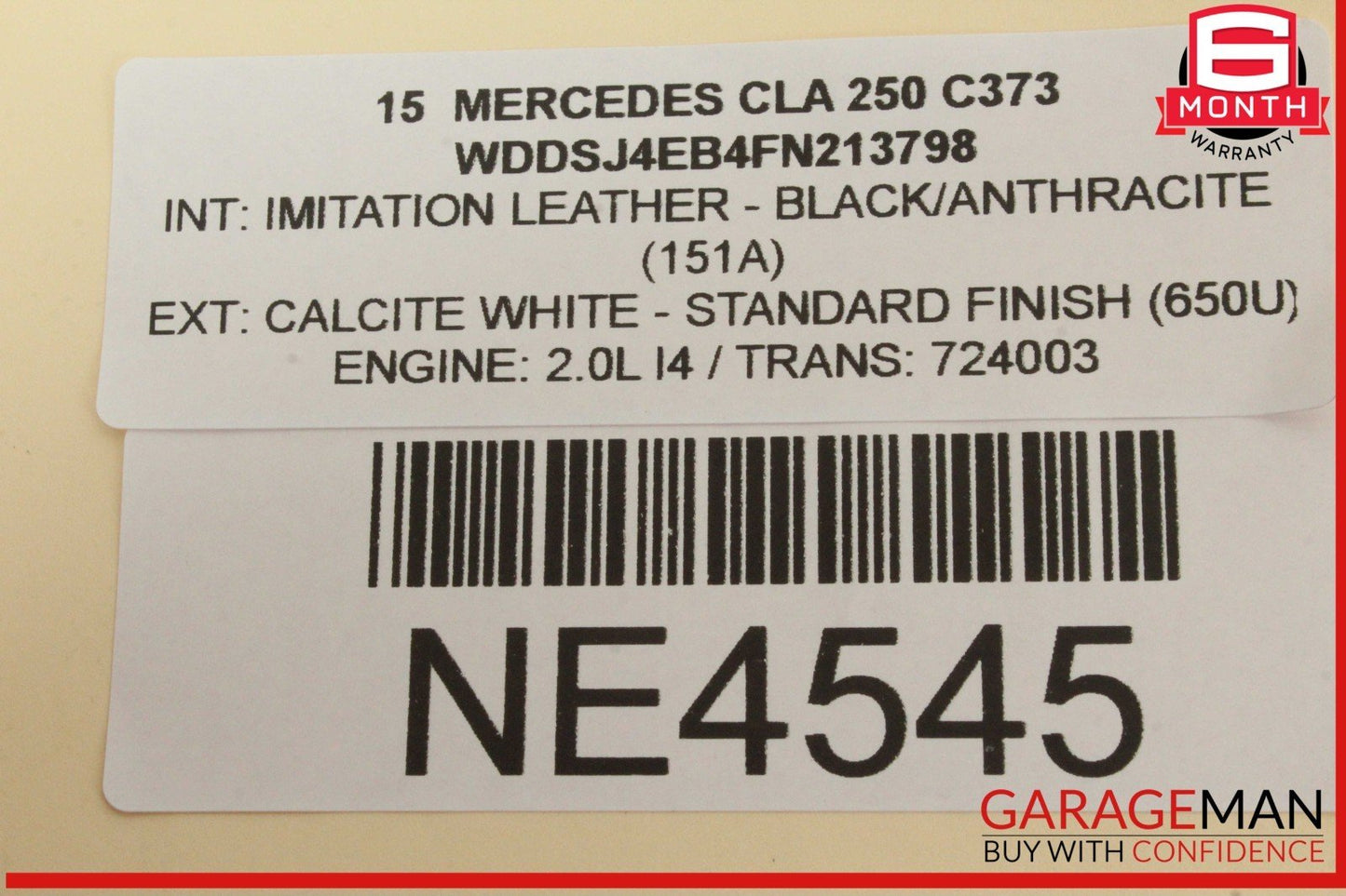 14-19 Mercedes W117 CLA250 Right Passenger Side Exterior Door Handle White OEM
