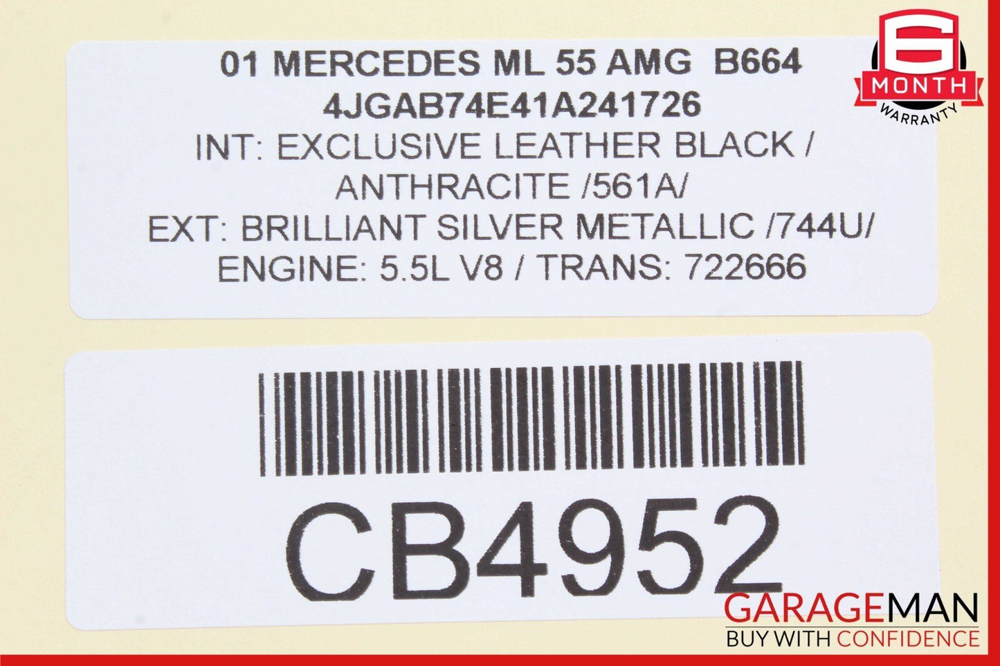 98-05 Mercedes W163 ML55 AMG Rear Windshield Glass Wiper Motor Brake Light Assy