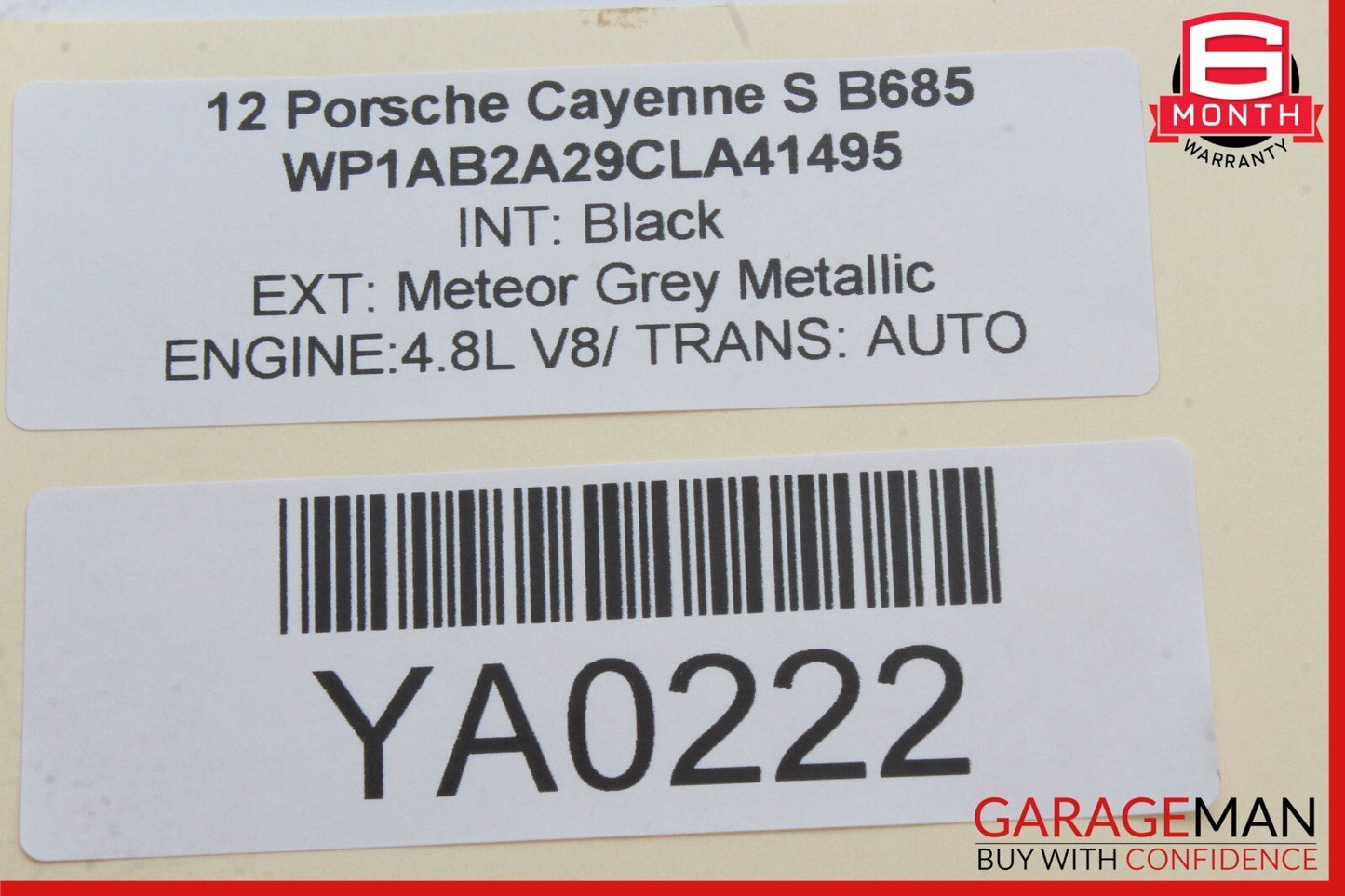 11-18 Porsche Cayenne 958 S Front Right Side Sun Visor Shade Cover Gray OEM