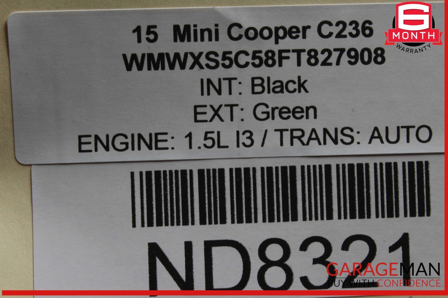 14-23 Mini Cooper Hardtop Front Left Driver Side Fender Panel Green OEM