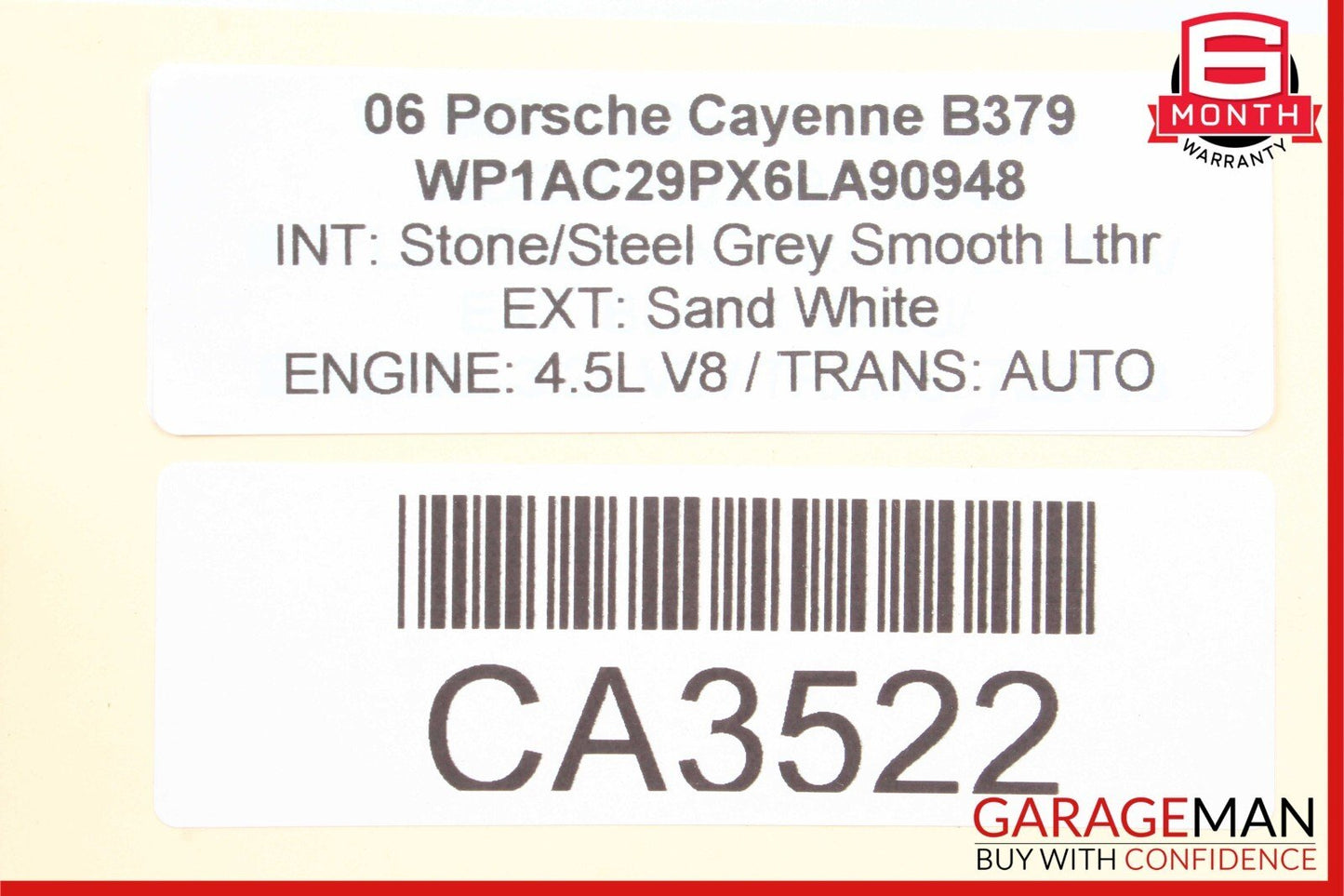 03-06 Porsche Cayenne 955 Rear Left Driver Side Quarter Window Glass Panel White