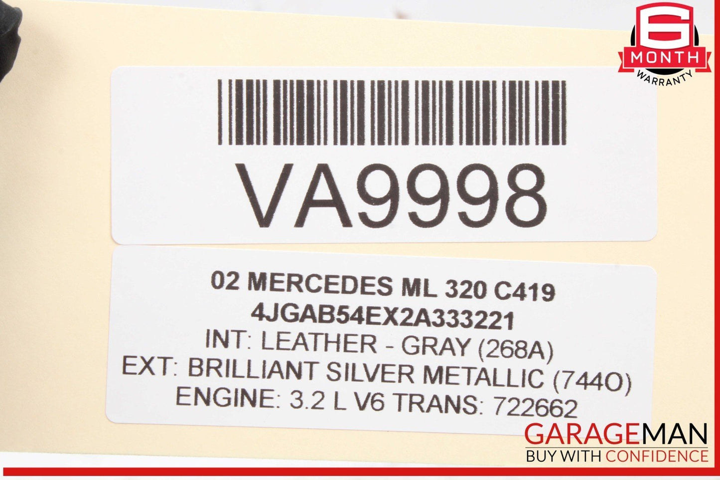 98-05 Mercedes W163 ML320 Fuel Injector Rail w/ Fuel Injectors 1120700595 OEM