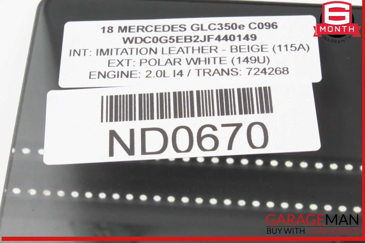 16-22 Mercedes X253 GLC350e Rear Right Passenger Side Door Window Glass OEM