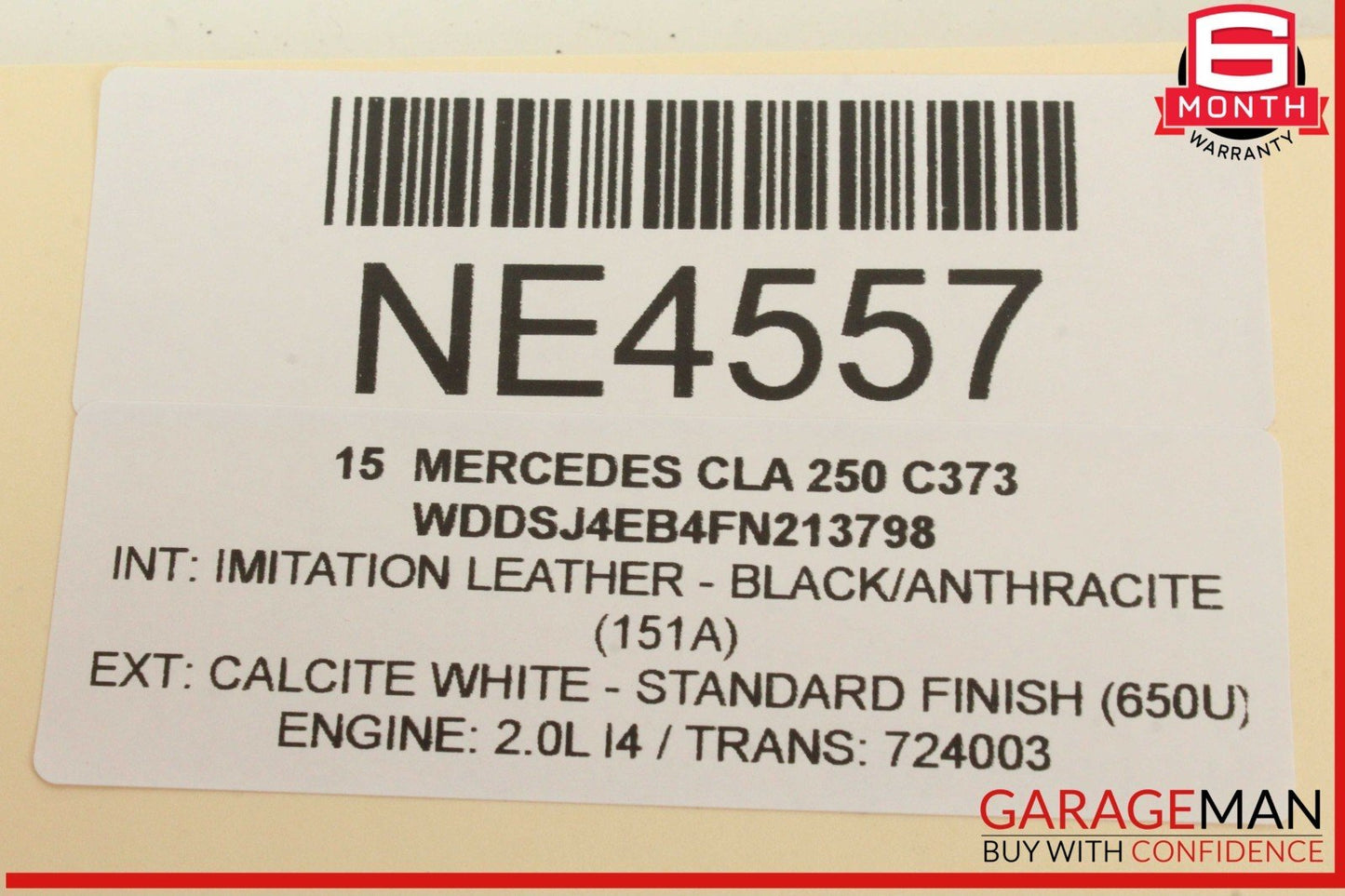 14-19 Mercedes W117 CLA250 Front Interior Top Upper Rear View Mirror Black OEM