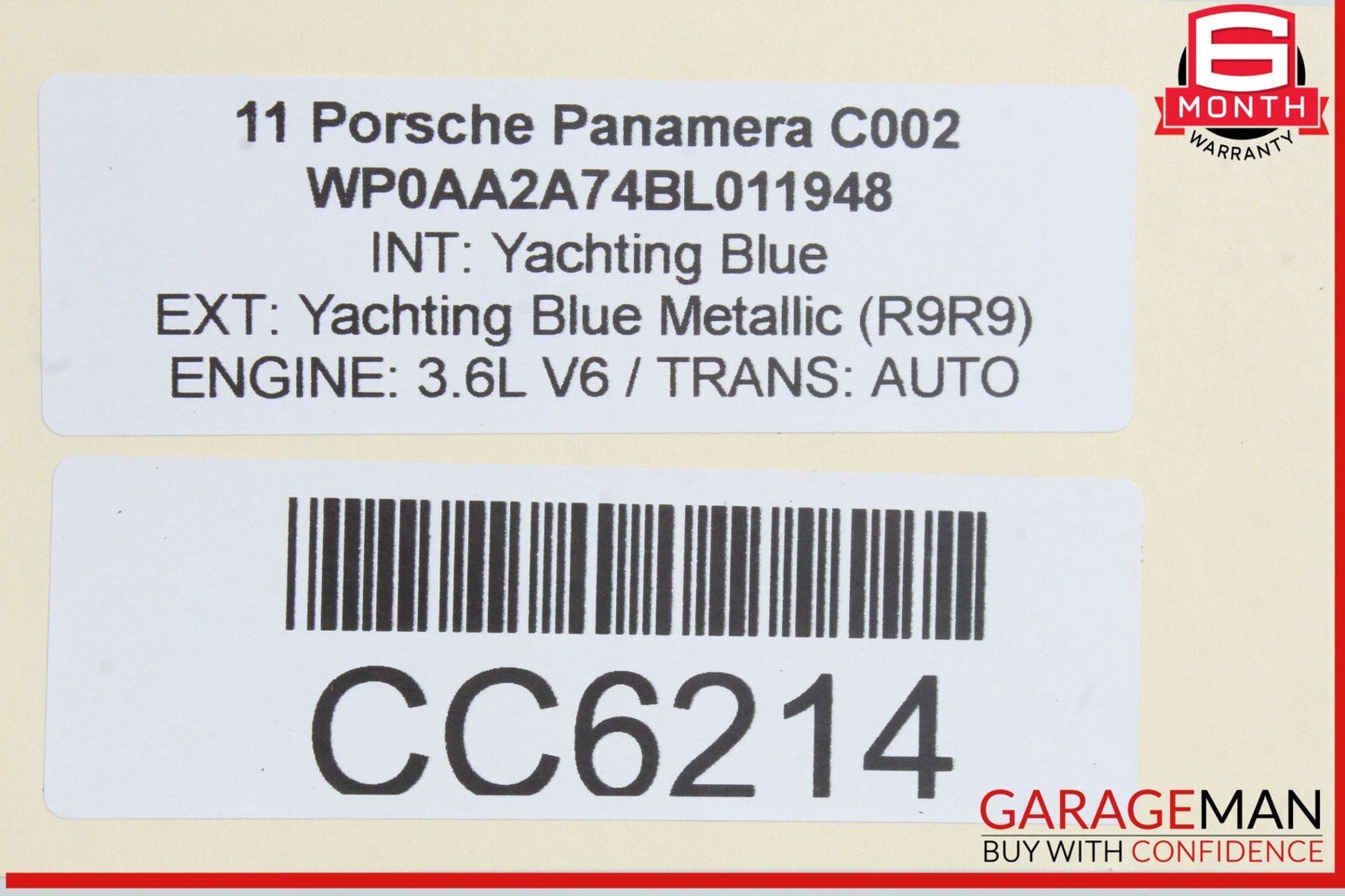 10-16 Porsche Panamera 970 Rear Left Driver Side Exterior Door Shell Frame OEM