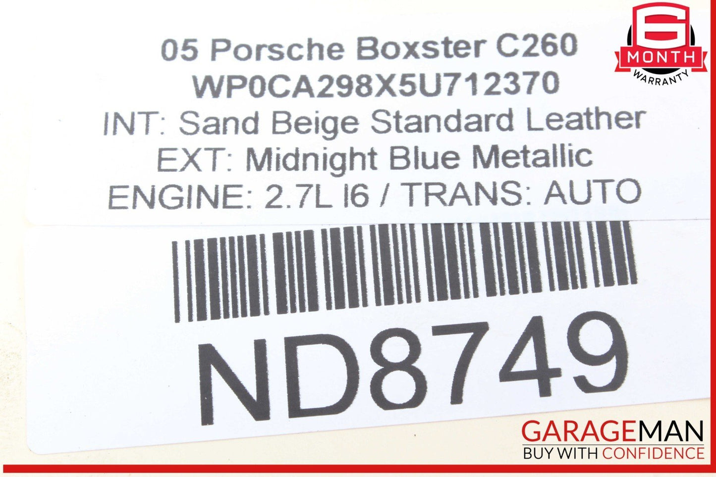 05-08 Porsche Boxster 987 Left Exhaust System Muffler Manifold Header Pipe