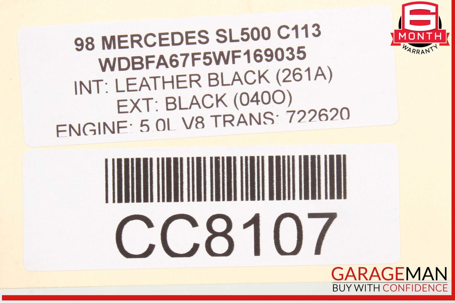 90-02 Mercedes R129 SL500 SL320 300SL Fender Left Driver Side Black OEM