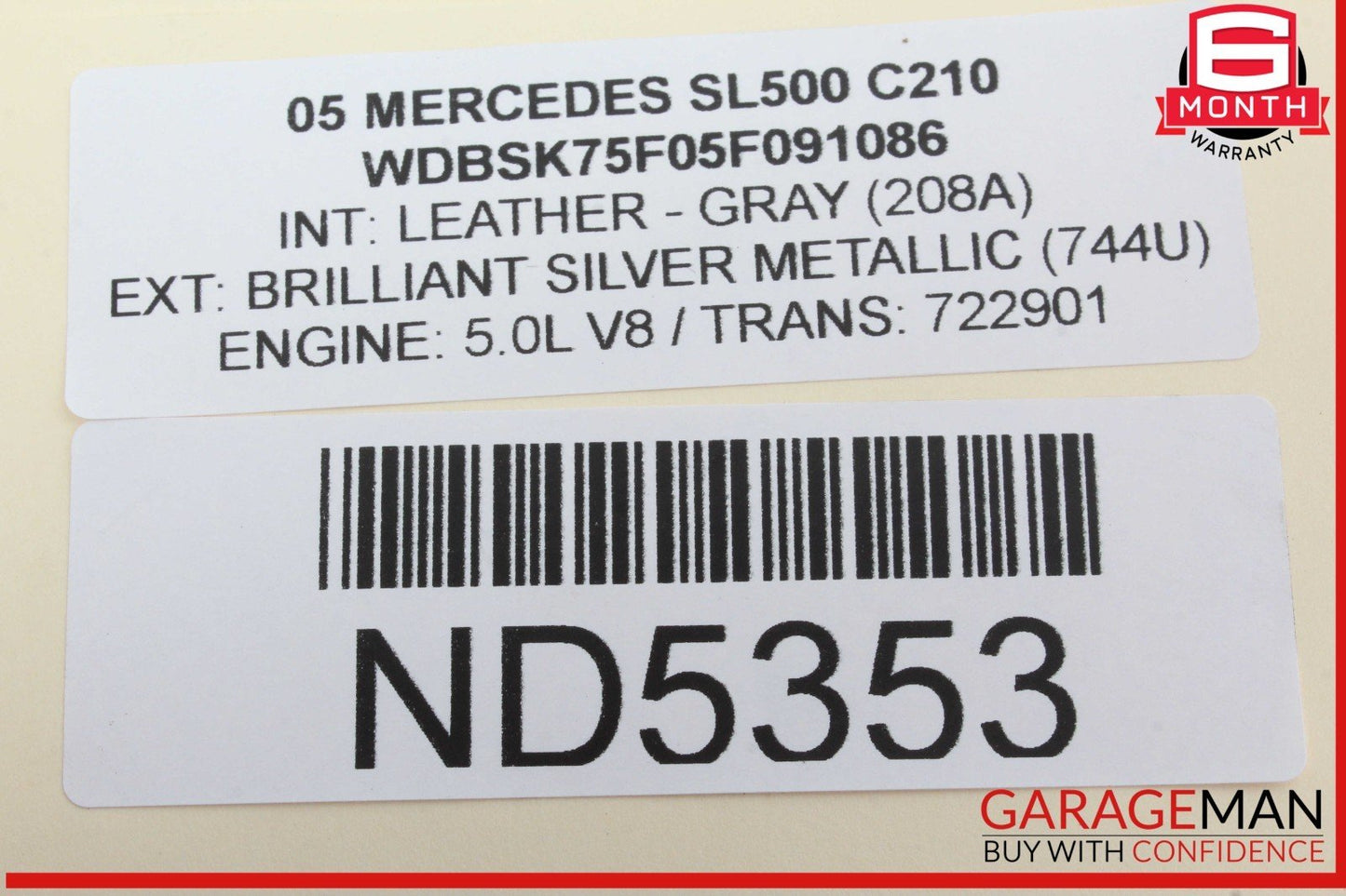 04-08 Mercedes R230 SL500 SL55 AMG Front Right Side Door Rear View Mirror OEM