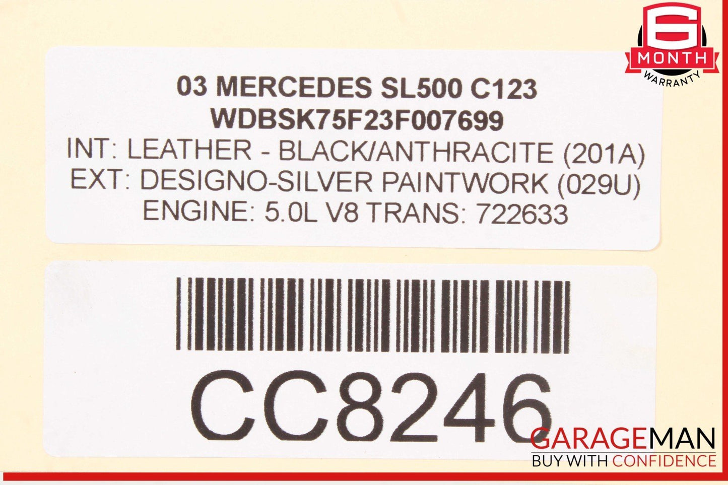 03-08 Mercedes R230 SL500 Front Bumper Reinforcement Impact Crash Bar Rebar OEM