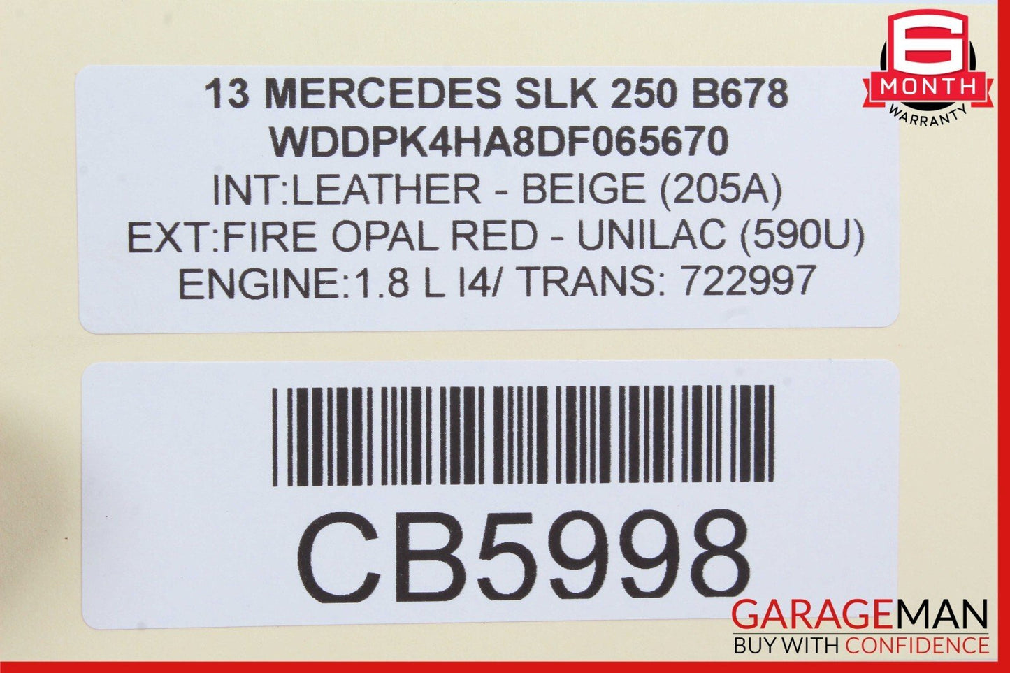 12-20 Mercedes R172 SLK250 SLC300 CLA250 Right Side Exterior Door Handle Red
