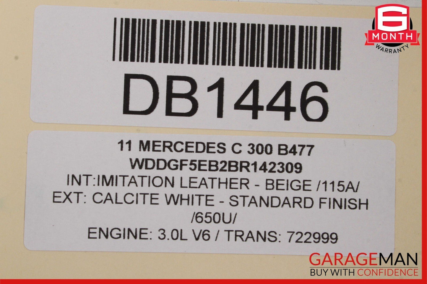 08-14 Mercedes W204 C250 C300 Front Left Side Top Upper Seat Cushion Beige OEM