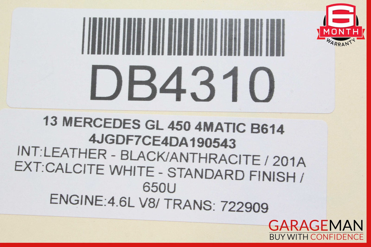 13-16 Mercedes X166 GL450 Front Right Top Upper Seat Cushion Black OEM